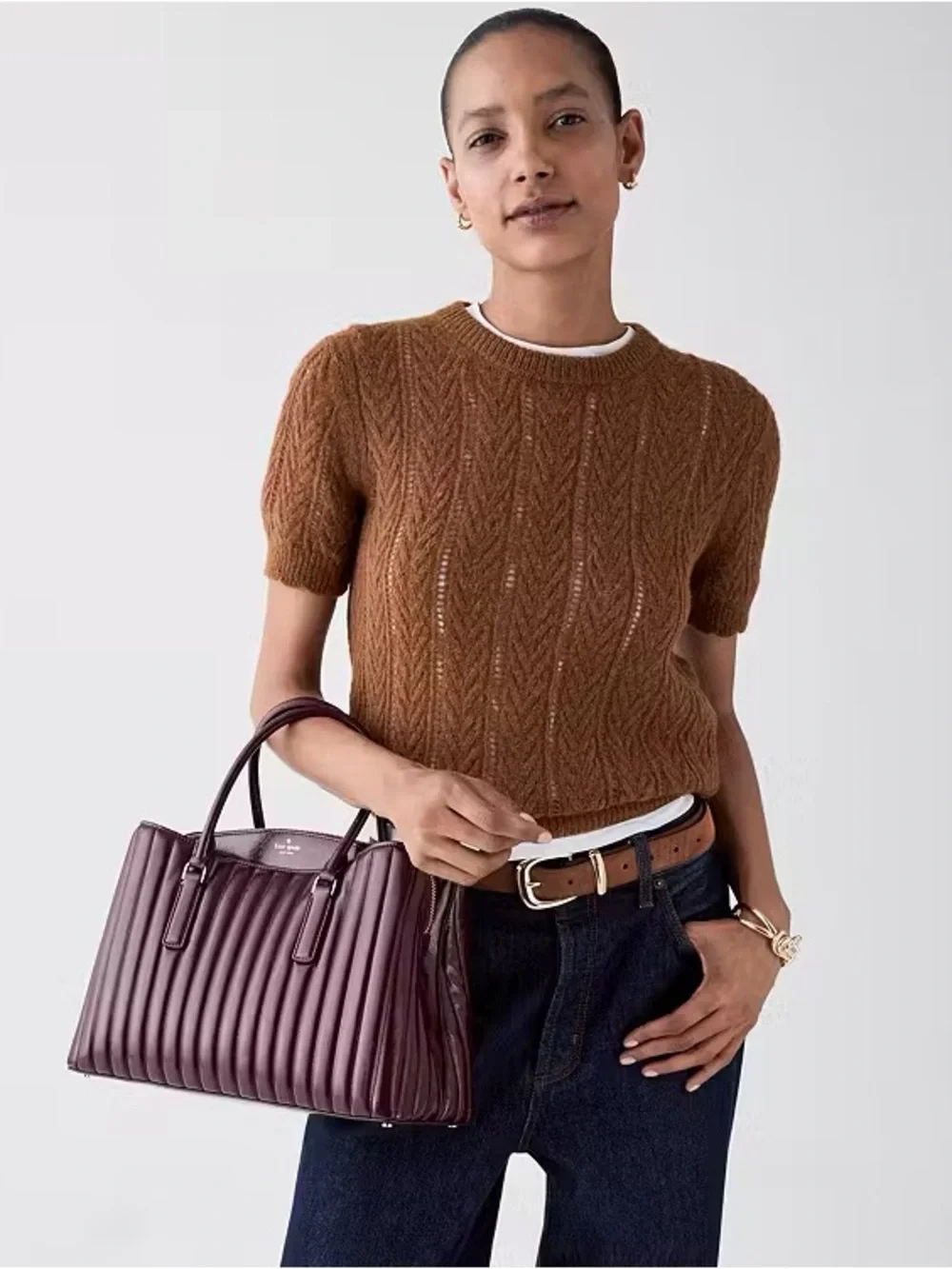 ♠️Kate Spade New York Thompson Street Shiny Quilted Satchel Bag, Grenache NWT
